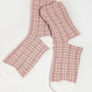 Pink Checkered Plaid Socks